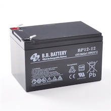 12V 12Ah Battery, Sealed Lead Acid battery (AGM), B.B. Battery BP12-12, VdS, 151x98x94 mm (LxWxH), Terminal T2 Faston 250 (6,3 mm)