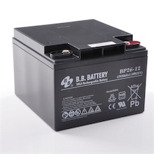 12V 26Ah Battery, Sealed Lead Acid battery (AGM), B.B. Battery BP26-12, VdS, 175x166x123 mm (LxWxH), Terminal I1 (Insert M5)