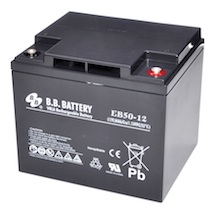 12V 50Ah Battery, Sealed Lead Acid battery (AGM), B.B. Battery EB50-12, 197x165x171 mm (LxWxH), Terminal I2 (Insert M6)