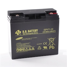 12V 17Ah Battery, Sealed Lead Acid battery (AGM), B.B. Battery EP17-12, 181x76x166 mm (LxWxH), Terminal I1 (Insert M5)