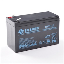 12V 9Ah Battery, Sealed Lead Acid battery (AGM), B.B. Battery HR9-12, 151x65x94 mm (LxWxH), Terminal T2 Faston 250 (6,3 mm)