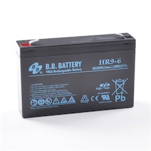 6V 9Ah Battery, Sealed Lead Acid battery (AGM), B.B. Battery HR9-6, 151x34x94 mm (LxWxH), Terminal T2 Faston 250 (6,3 mm)