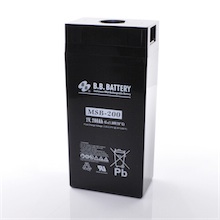 2V 200Ah Battery, Sealed Lead Acid battery (AGM), B.B. Battery MSB-200, 173x111x357 mm (LxWxH), Terminal B6 (Fitting M8 bolt and nut)