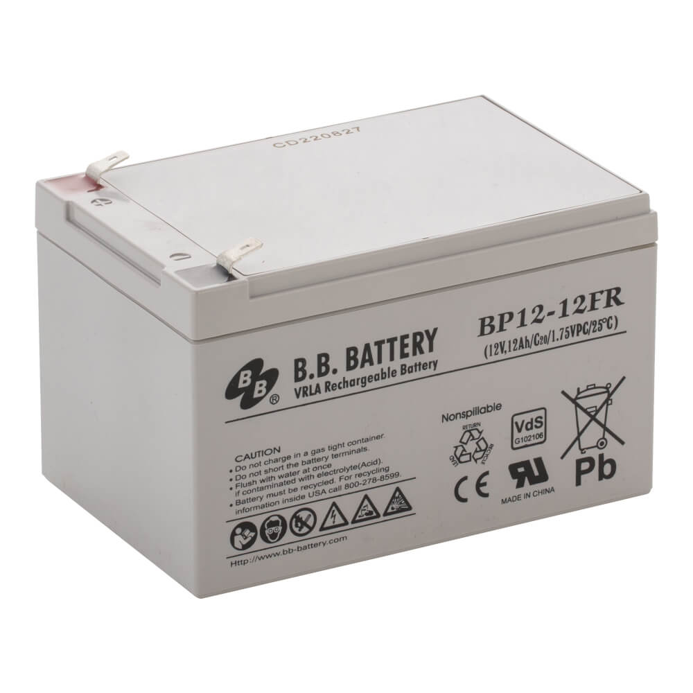 12V 12Ah Battery, Sealed Lead Acid battery (AGM), B.B. Battery BP12-12FR,  VdS, flame retardant, replaces e.g. Panasonic LC-VA1212PG1