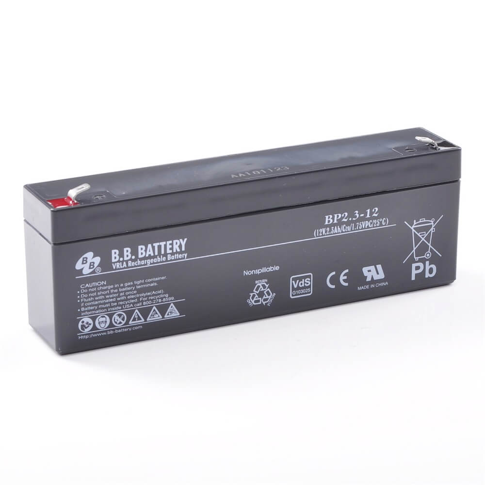 12V 2.3Ah Battery, Sealed Lead Acid battery (AGM), B.B. Battery BP2.3-12,  VdS, 178x34x60