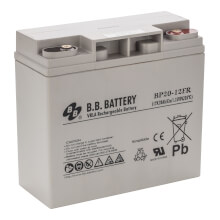 12V 20Ah Battery, Sealed Lead Acid battery (AGM), B.B. Battery BP20-12FR, flame redardant,  VdS, 181x76x166 mm (LxWxH), Terminal I1 (Insert M5)