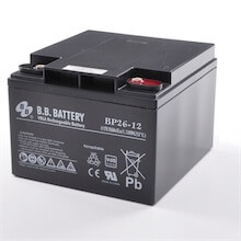 12V 26Ah Battery, Sealed Lead Acid battery (AGM), B.B. Battery BP26-12, VdS, 175x166x123 mm (LxWxH), Terminal I1 (Insert M5)