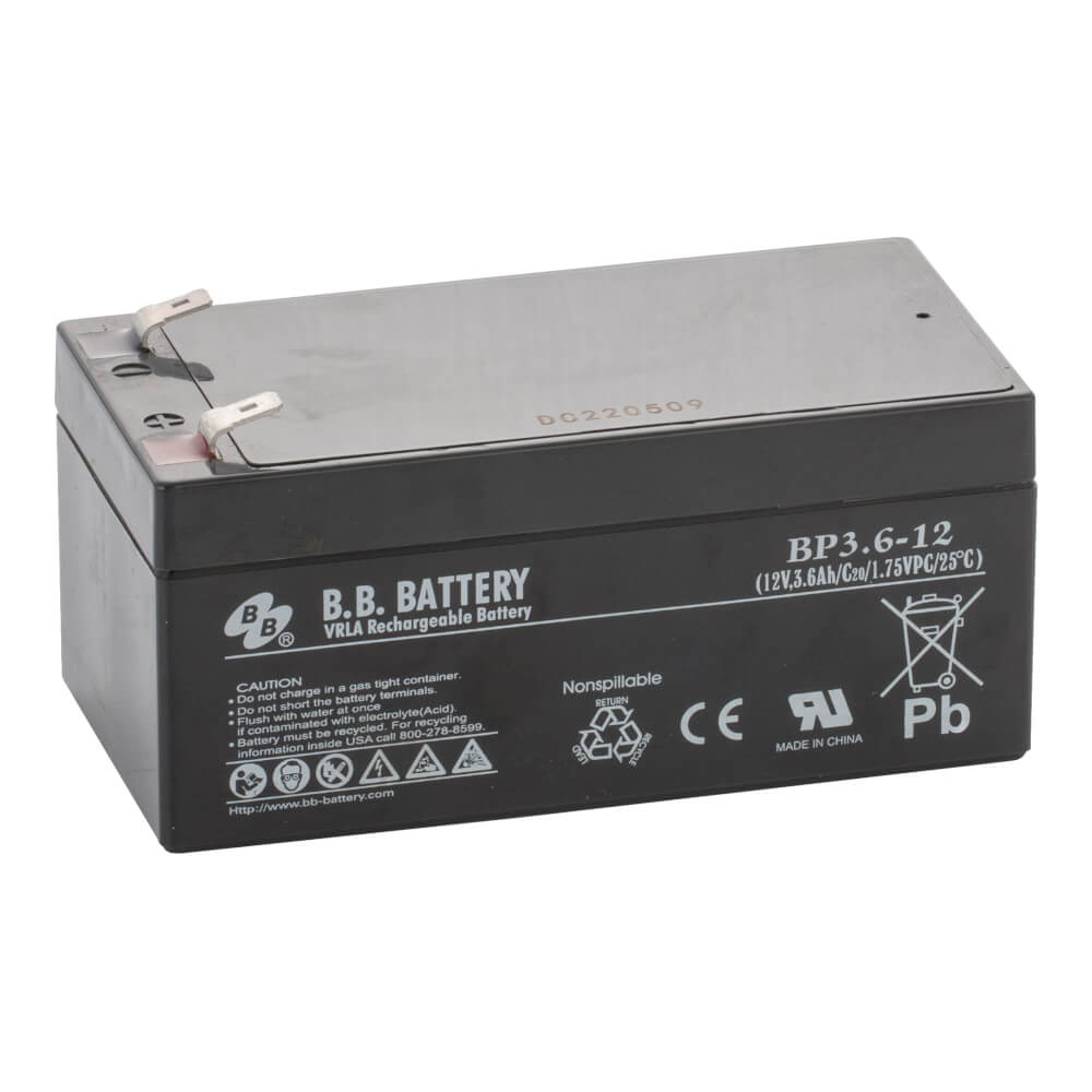 Stuwkracht sneeuwman Certificaat 12V 3.6Ah Battery, Sealed Lead Acid battery (AGM), B.B. Battery BP3.6-12,  134x67x60 mm (