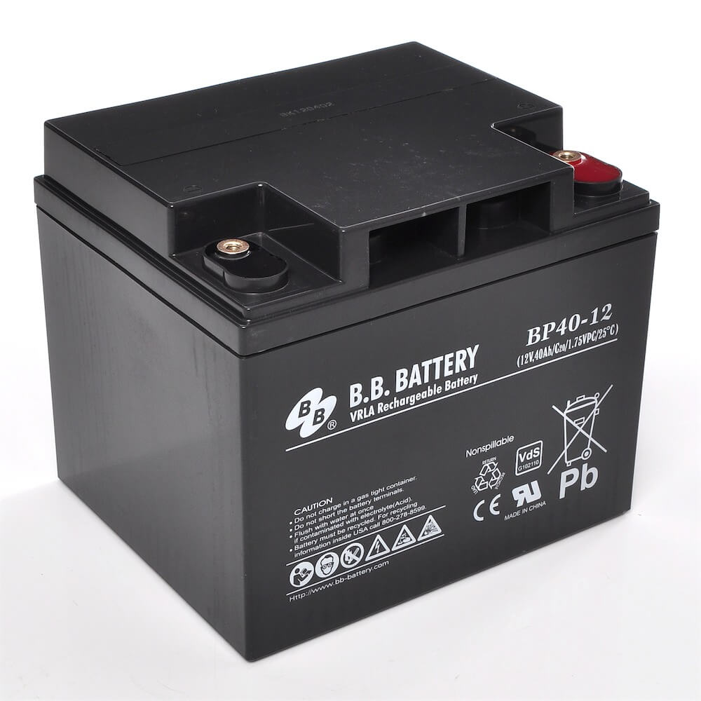 12V 40Ah Battery, Sealed Lead Acid battery (AGM), B.B. Battery BP40-12,  VdS, 197x165x171 mm (LxWxH)