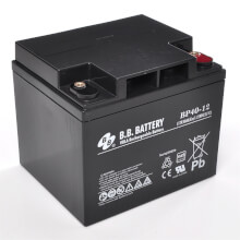 12V 40Ah Battery, Sealed Lead Acid battery (AGM), B.B. Battery BP40-12, VdS, 197x165x171 mm (LxWxH), Terminal I2 (Insert M6)