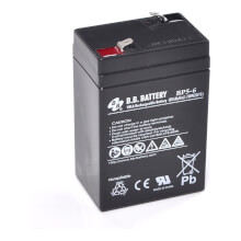 6V 5Ah Battery, Sealed Lead Acid battery (AGM), B.B. Battery BP5-6, 70x48x102 mm (LxWxH), Terminal T1 Faston 187 (4,75 mm)