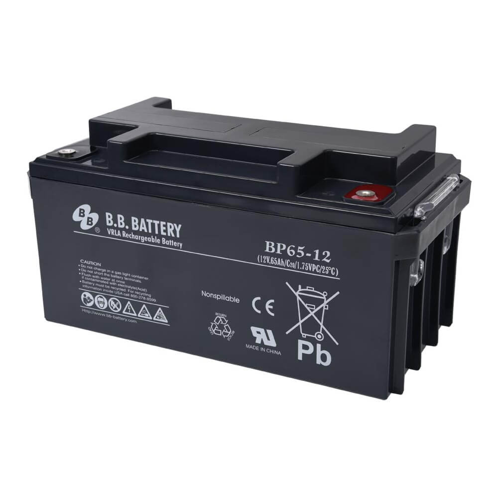 12V 65Ah Battery, Sealed Lead Acid battery (AGM), B.B. Battery BP65-12,  350x166x174 mm (LxWxH), Terminal I2 (Insert M6)