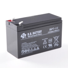 12V 7Ah Battery, Sealed Lead Acid battery (AGM), B.B. Battery BP7-12, VdS, 151x65x93 mm (LxWxH), Terminal T2 Faston 250 (6,3 mm)