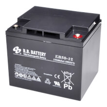 12V 50Ah Battery, Sealed Lead Acid battery (AGM), B.B. Battery EB50-12, 197x165x171 mm (LxWxH), Terminal I2 (Insert M6)