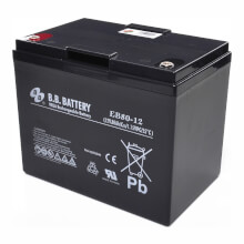 12V 80Ah Battery, Sealed Lead Acid battery (AGM), B.B. Battery EB80-12, 260x165x209 mm (LxWxH), Terminal I2 (Insert M6)