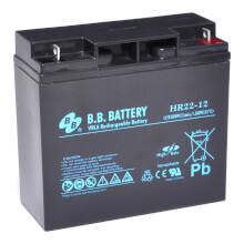 12V 22Ah Battery, Sealed Lead Acid battery (AGM), B.B. Battery HR22-12, 181x76x166 mm (LxWxH), Terminal B1 (Fitting M5 bolt and nut)