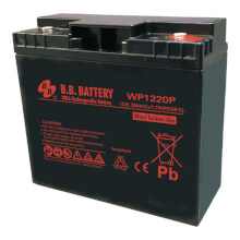 12V 20Ah Sealed Lead Acid battery (AGM), B.B. Battery WP1220P, 181x76x166 mm (LxWxH), Terminal I2 (Insert M6), replaces EVP20-12P battery